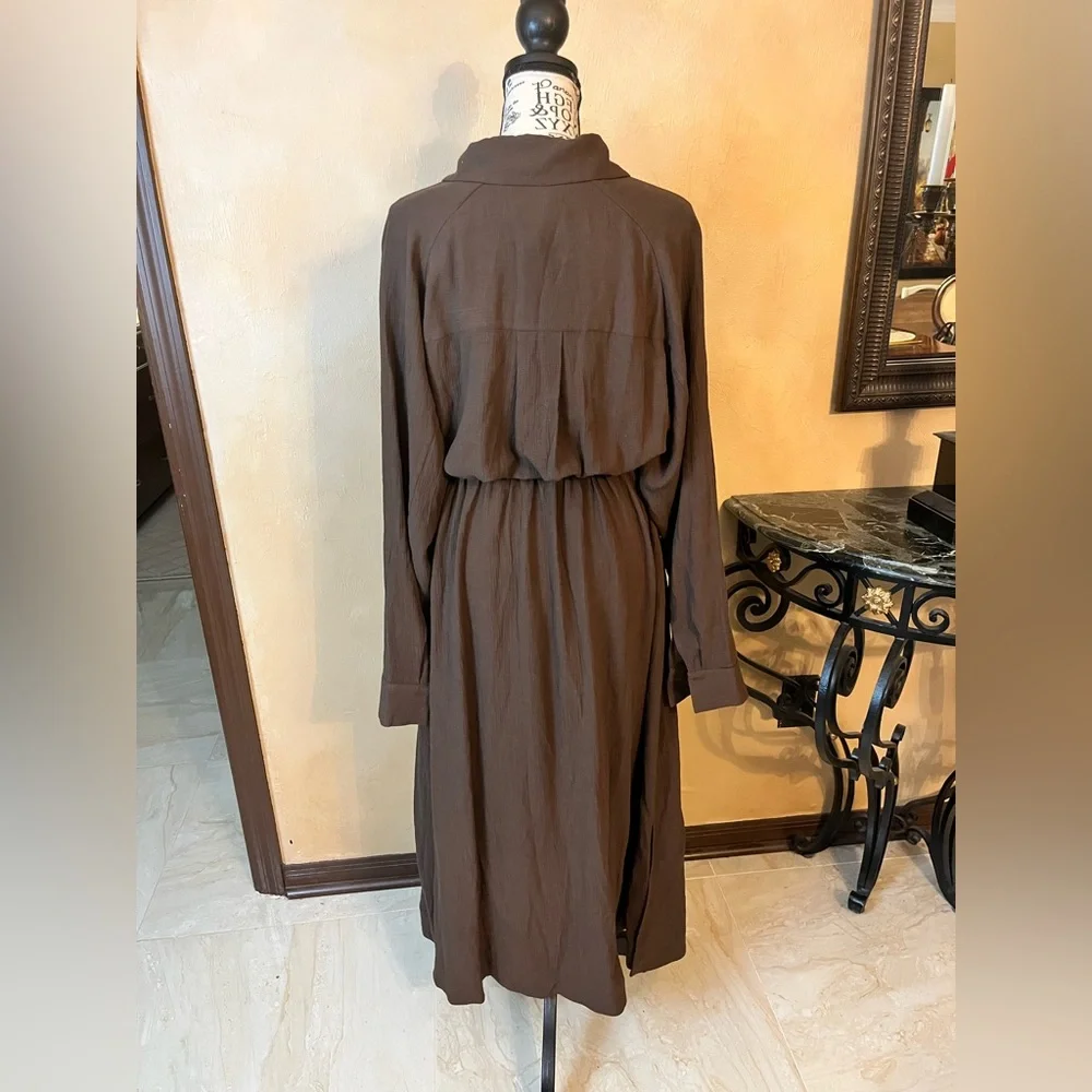 NWT Banana Republic Long Sleeve “Gauze Shirt Dress” (#743525), Espresso, Small - Picture 4 of 12